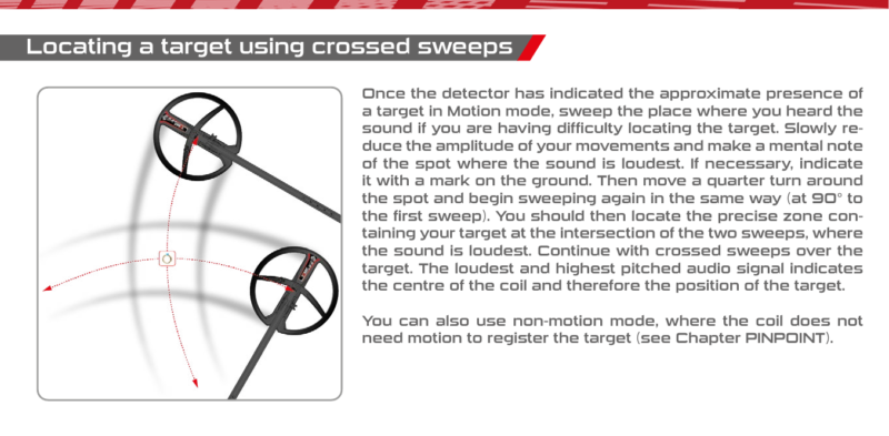 XP DEUS II crossed sweeps target locating technique