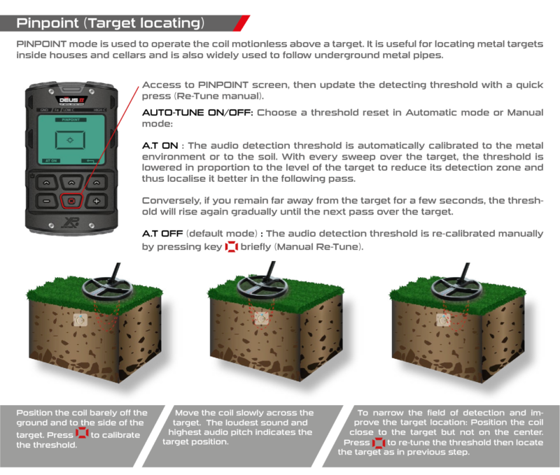 XP DEUS II Pinpoint target locating guide