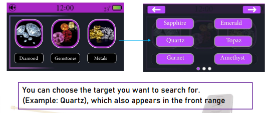 Titan 500 Smart gemstone selection screen with multiple gemstone targets