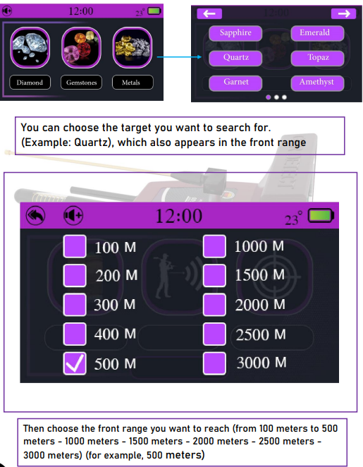 Titan 500 Smart target selection and 100 to 3000 meter search range